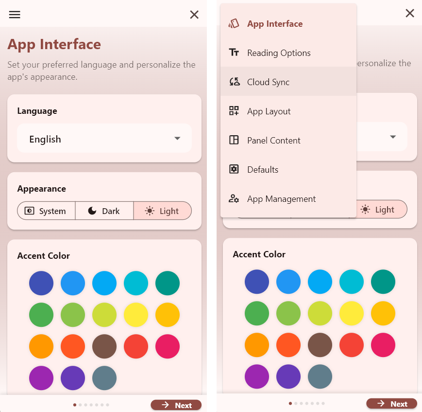 YW Bible Study setup wizard overview — phone layout