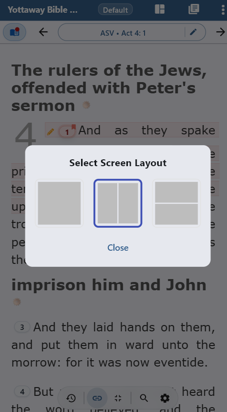 Split panels and resize handles — phone layout